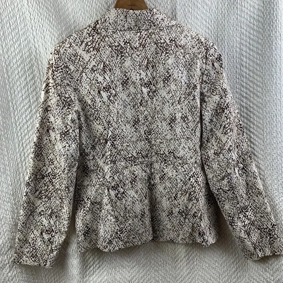 7TH Avenue Womens Jacket Blazer Career Snake Skin Print Neutral Women's Sz 10 - Picture 4 of 10